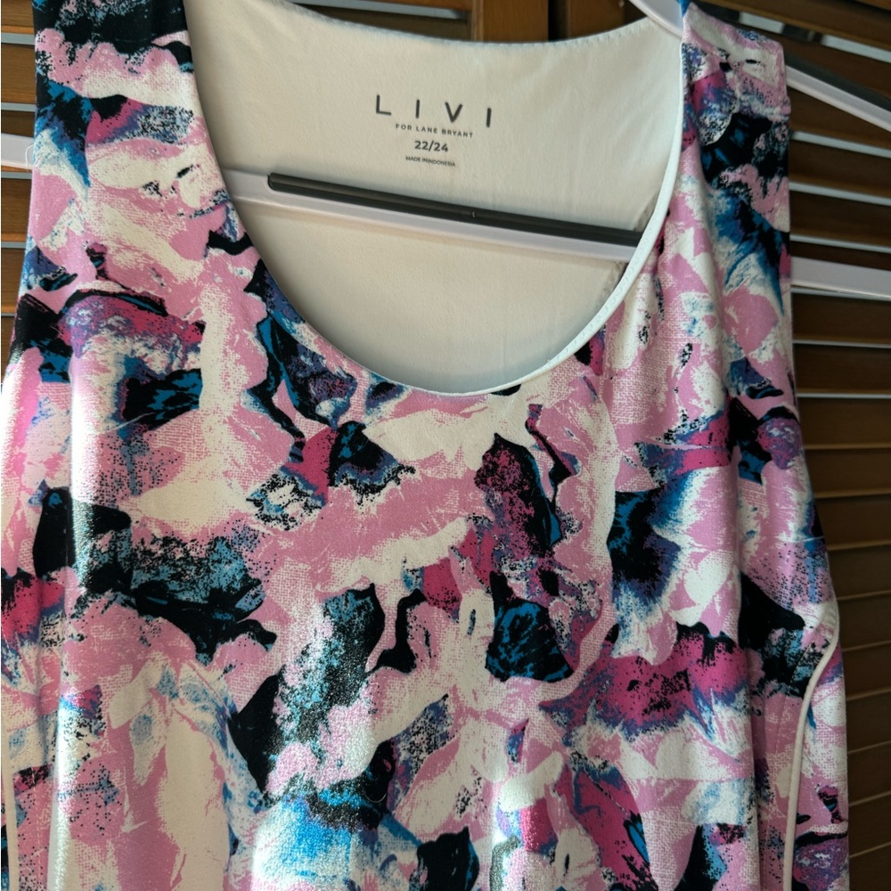 LIVI Abstract Pink and Blue racer back dress